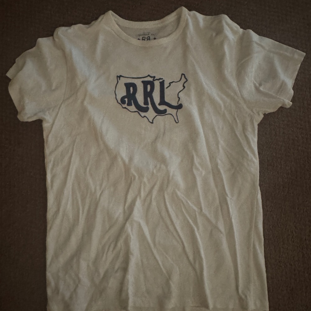Ralph Lauren Double RL Cream Tee with Navy Logo
